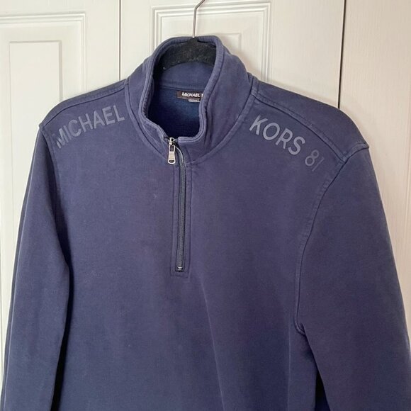 Michael Kors Spell Out Logo Quarter Zip Long Sleeve Fleece Sweatshirt Jacket - Picture 3 of 11